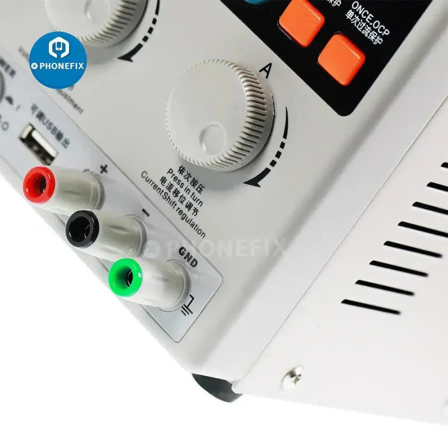 Adjustable SUGON 3005D digital DC power supply with 30V 5A output, featuring digital controls for laboratory use.