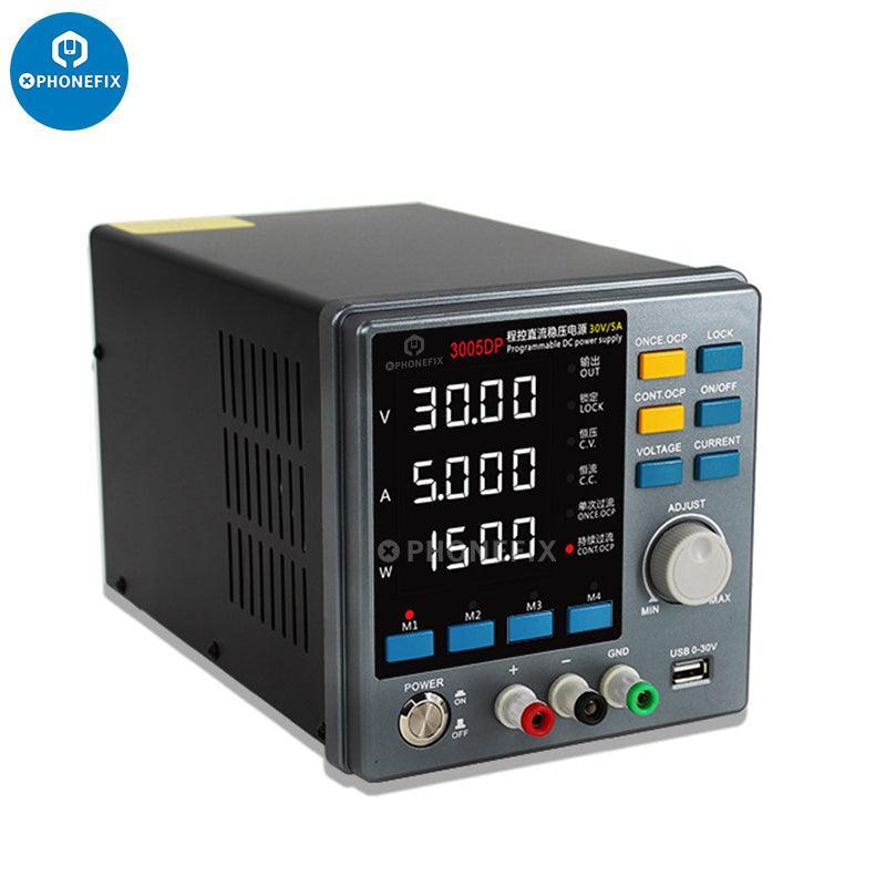 SUGON 3005D adjustable digital DC power supply from PHONEFIX showing voltage and current display with control knobs.