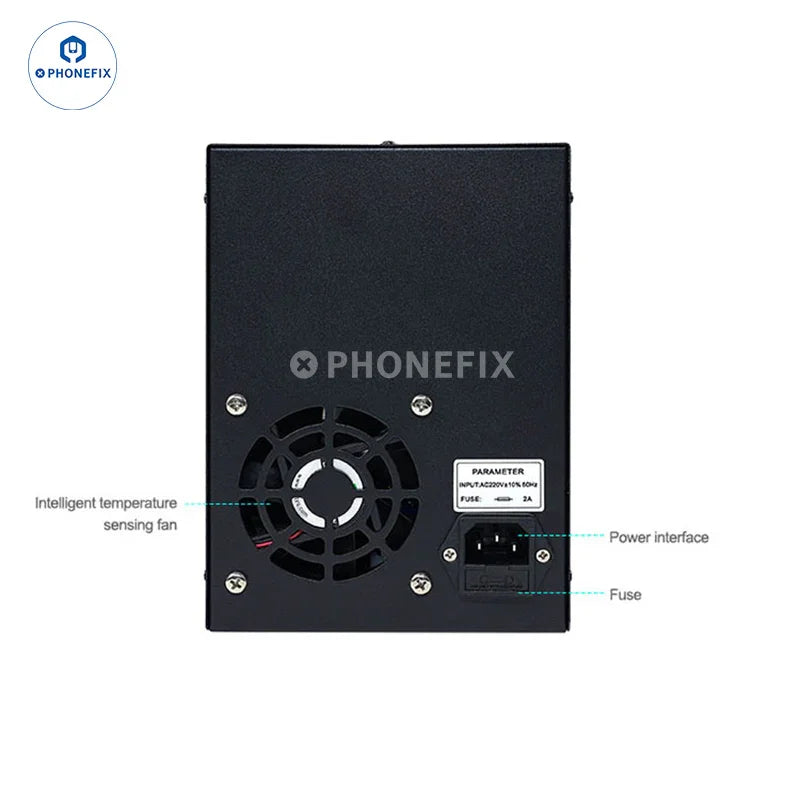 PHONEFIX Sunshine P3 DC regulated power supply with dual LED pointer display, 220V EU, ideal for electronics projects.