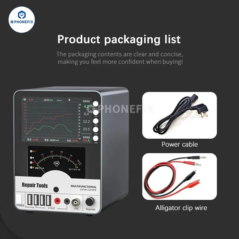 PHONEFIX TBK 217A DC power supply with hyperbolic display showing current and voltage settings, 30V 5A capacity.