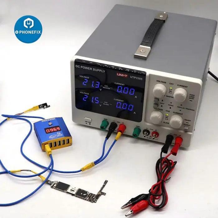 Alimentation CC de précision UNI-T UTP3305 à deux canaux avec sortie 32 V et 5 A, utilisée pour les tests et réparations électroniques.