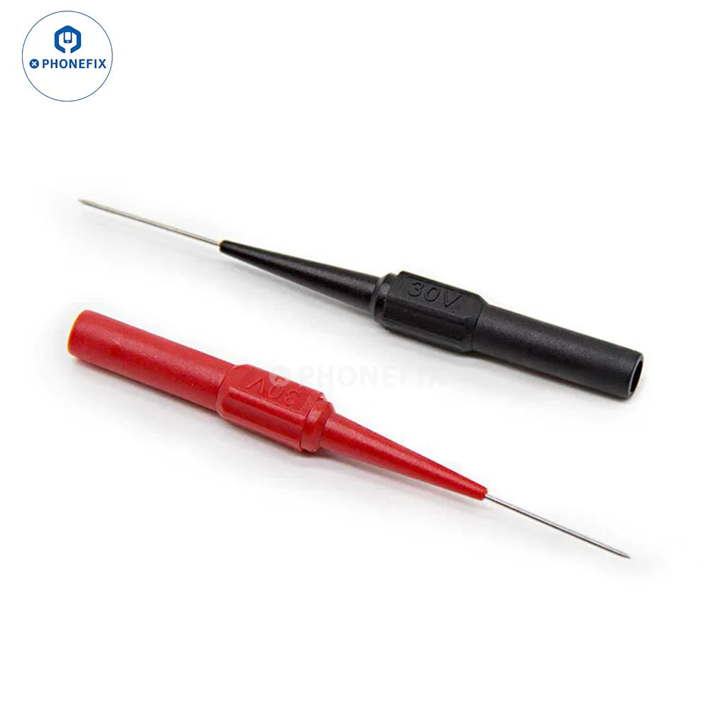 Digital multimeter needle test probe for circuit board repair by PHONEFIX, featuring a 0.7mm puncture line for precise testing.