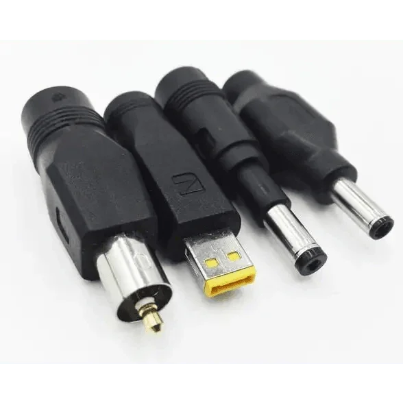 Set of 44 universal DC power supply adapter connector plugs for digital multimeters, compatible with PHONEFIX brand.