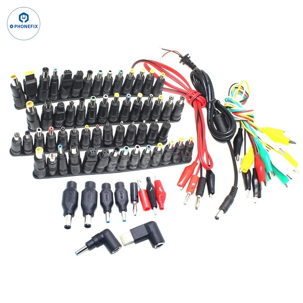 44pcs universal DC power supply adapter connector plugs for digital multimeter by PHONEFIX, shown in the image.