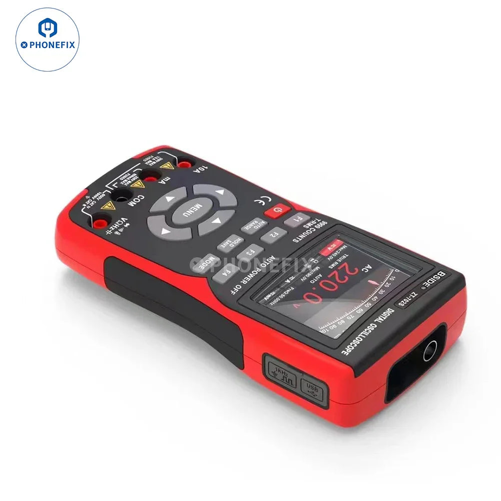 PHONEFIX BSIDE digital multimeter with color screen, high-precision oscilloscope and multimeter functions for electronics testing.