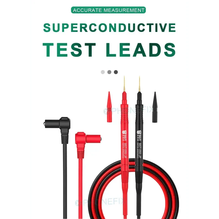 PHONEFIX BST-050 digital multimeter with super fine test leads and pen cable for precise cell phone repair testing.
