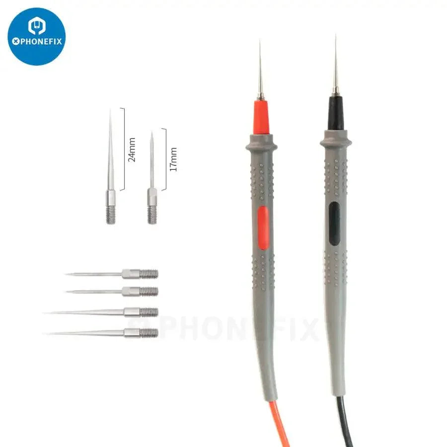 PHONEFIX BST-050 digital multimeter with super fine test leads and pen cable for precise cell phone repair testing.
