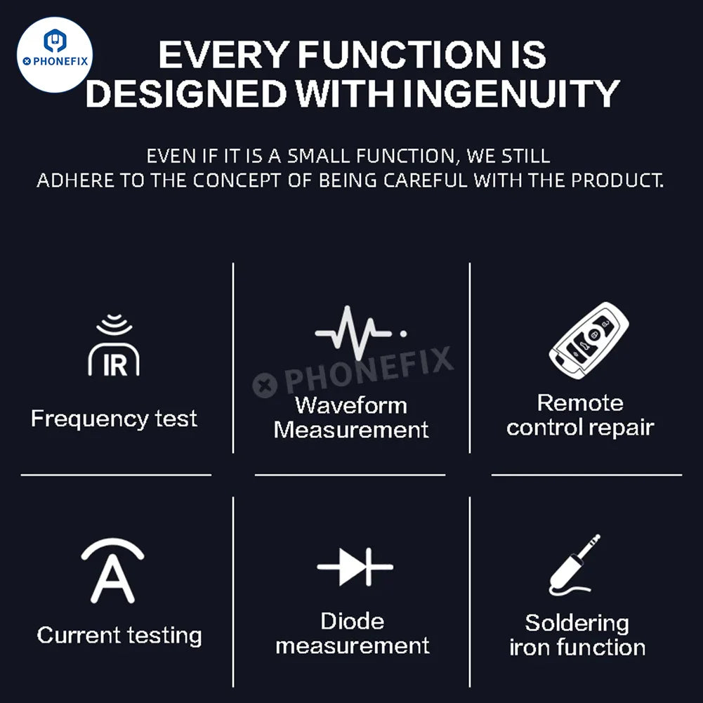 PhoneFix i2C C07 Locksmith No.1 remote control frequency tester digital multimeter showing display and controls.