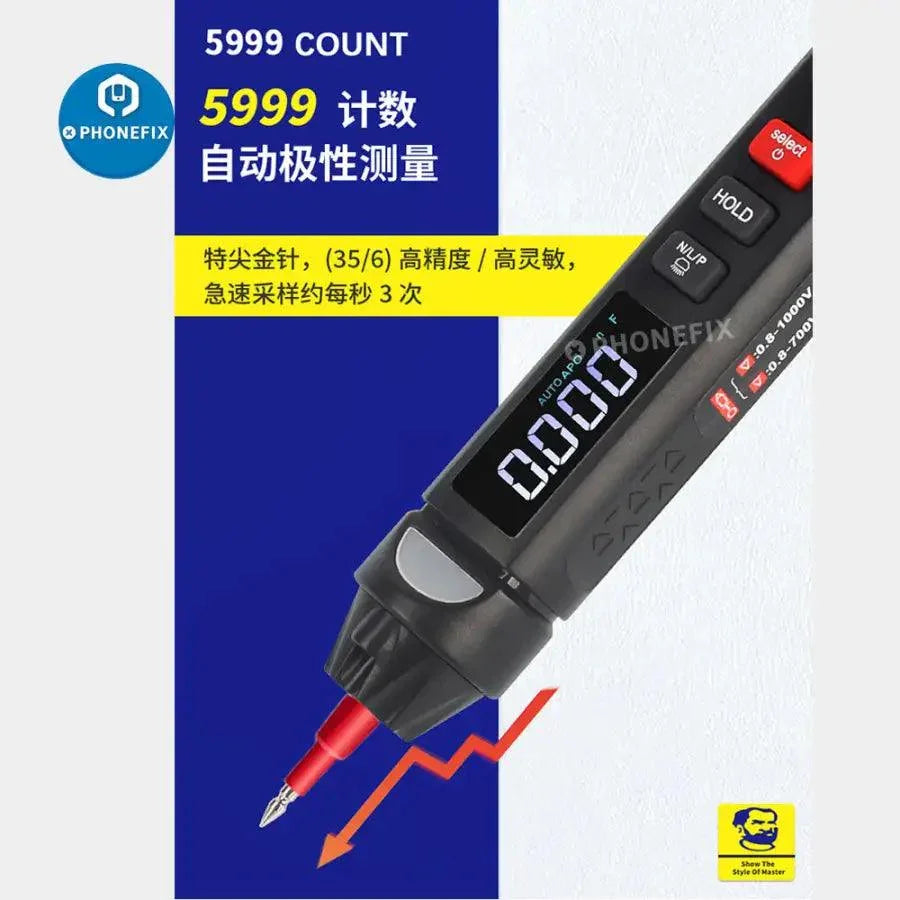 PhoneFix Mechanic MD5 Pen Digital Multimeter with auto-range, pen-style design, for precise voltage, current, and resistance measurements.