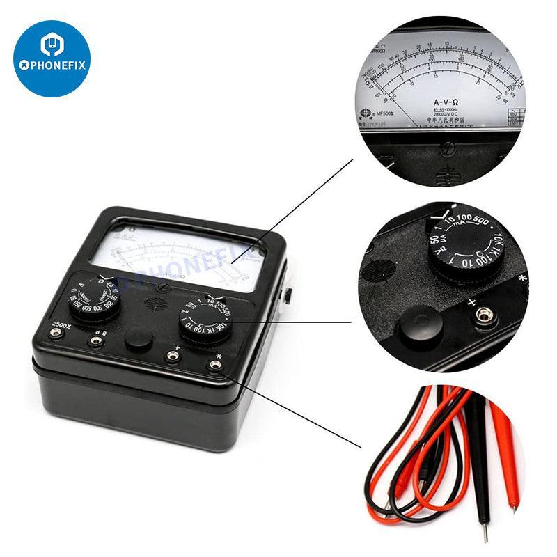 Multimètre numérique PHONEFIX MF500, multimètre haute précision pour tests de résistance AC/DC et mesures électriques.