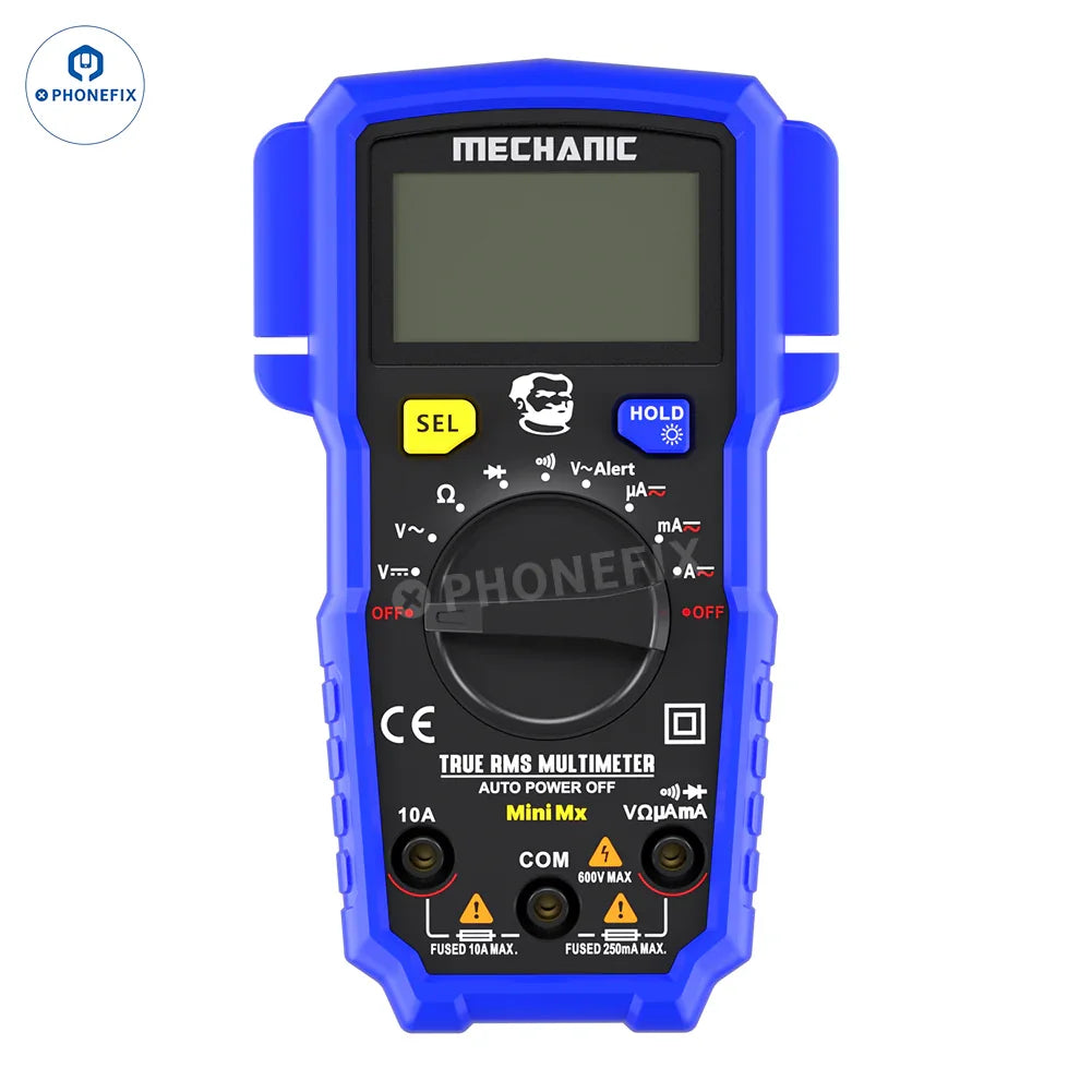 PHONEFIX Mechanic Mini TD Five MX digital multimeter with NCV and temperature measurement features, compact and easy to use.