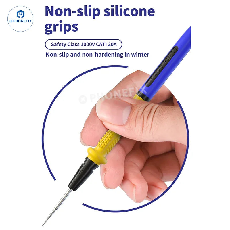 Phonefix stainless steel mechanic P40 P30 digital multimeter test probe pen for 1000V, 20A electrical testing.