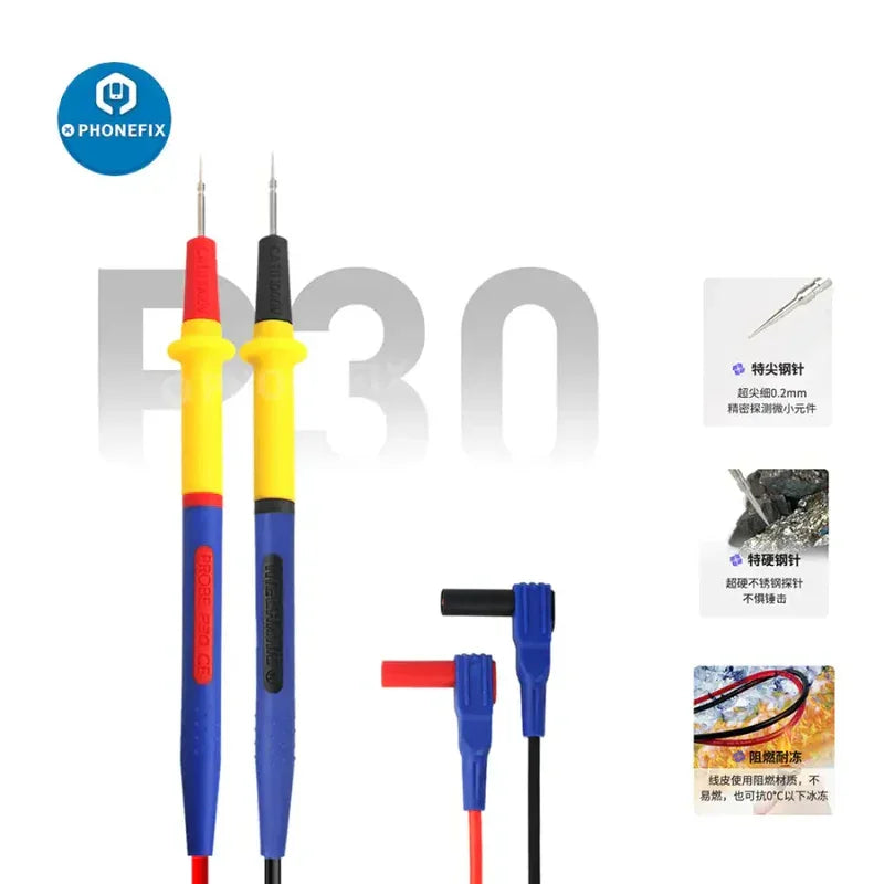 PhoneFix mechanic P40 P30 digital multimeter test probe pen, stainless steel, 1000V, 20A, for precise electrical testing.