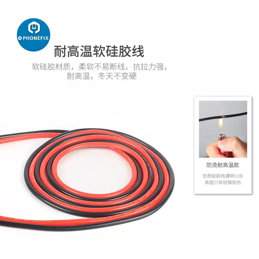 Digital multimeter by PHONEFIX with extra sharp probes and MAX current pressure test cable for precise electrical measurements.