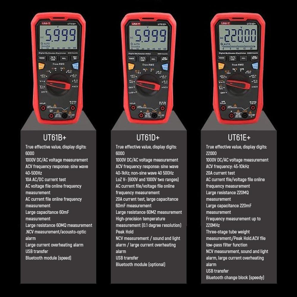 PHONEFIX UT61 series digital multimeter with true-RMS measurement, used for phone testing and electronic diagnostics.