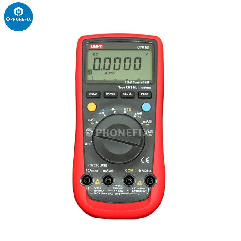 PhoneFix UT61 Series digital multimeter with True-RMS, used for phone testing and electronic measurements.