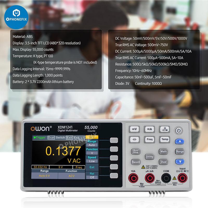 Phonefix digital multimeter measuring AC and DC voltage and current, compact mini meter for electrical testing.
