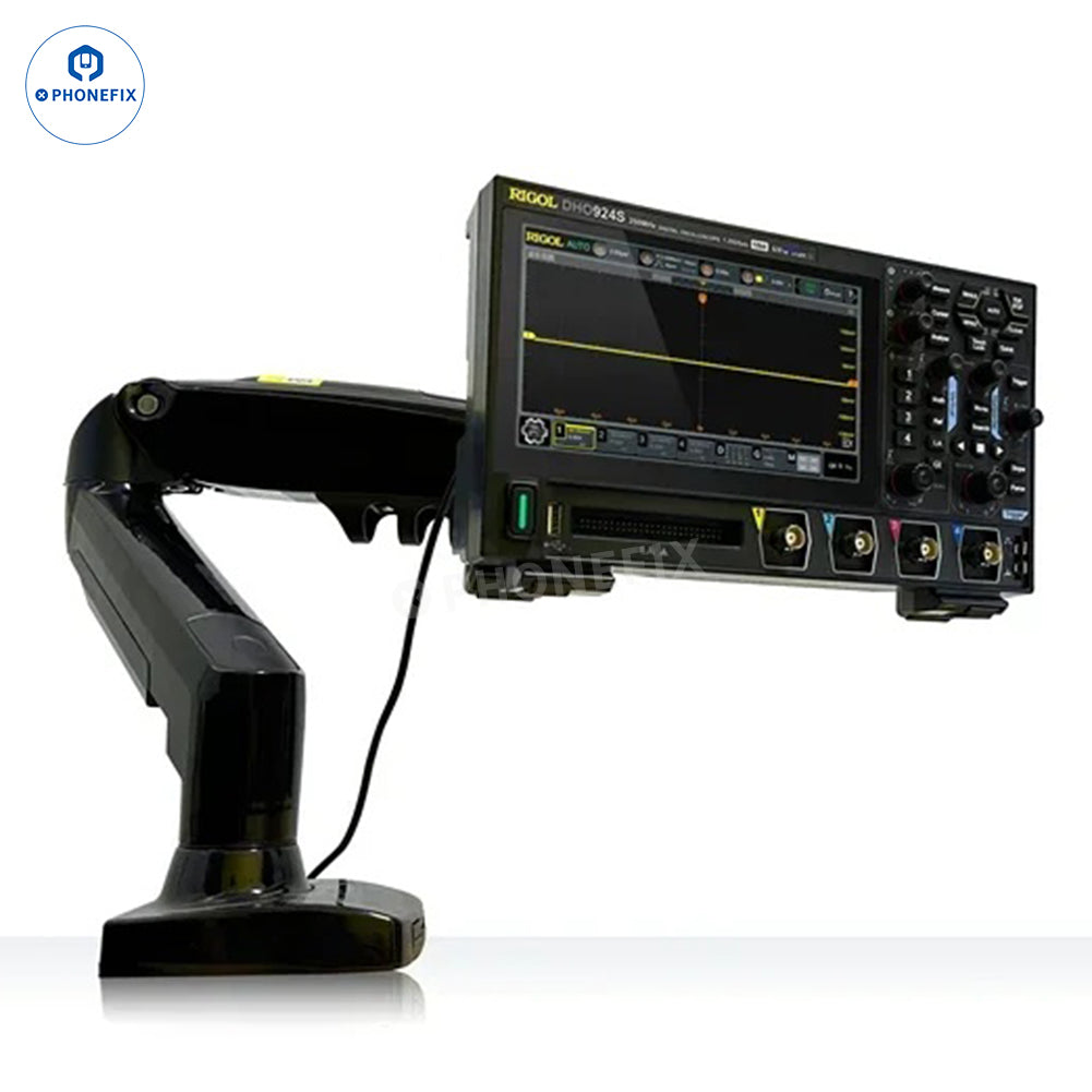 PhoneFix RIGOL DHO914 DHO924S digital oscilloscope with 4 channels and 250MHz bandwidth, displaying screen and control knobs.