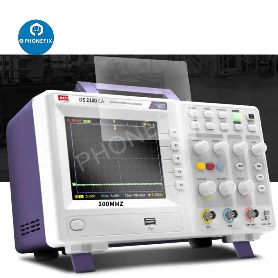 PHONEFIX MCH DS Series digital storage oscilloscope with dual channels, 25MHz bandwidth, advanced digital display.