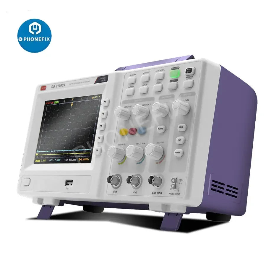 Phonefix DS Series Advanced Digital Storage Oscilloscope with dual channels, 25MHz bandwidth, used for electronic testing and measurements.