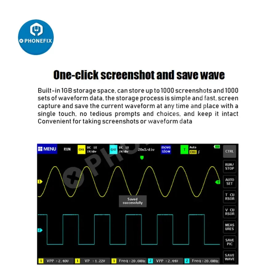 FNIRSI-1013D digital tablet oscilloscope with mini dual channels, compact electronic testing device by PHONEFIX.