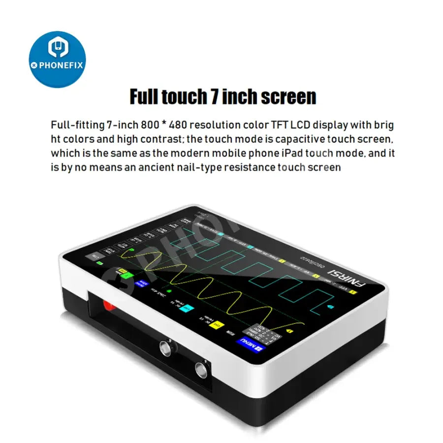 FNIRSI-1013D digital tablet oscilloscope with mini dual channel from PHONEFIX, shown with display and controls.