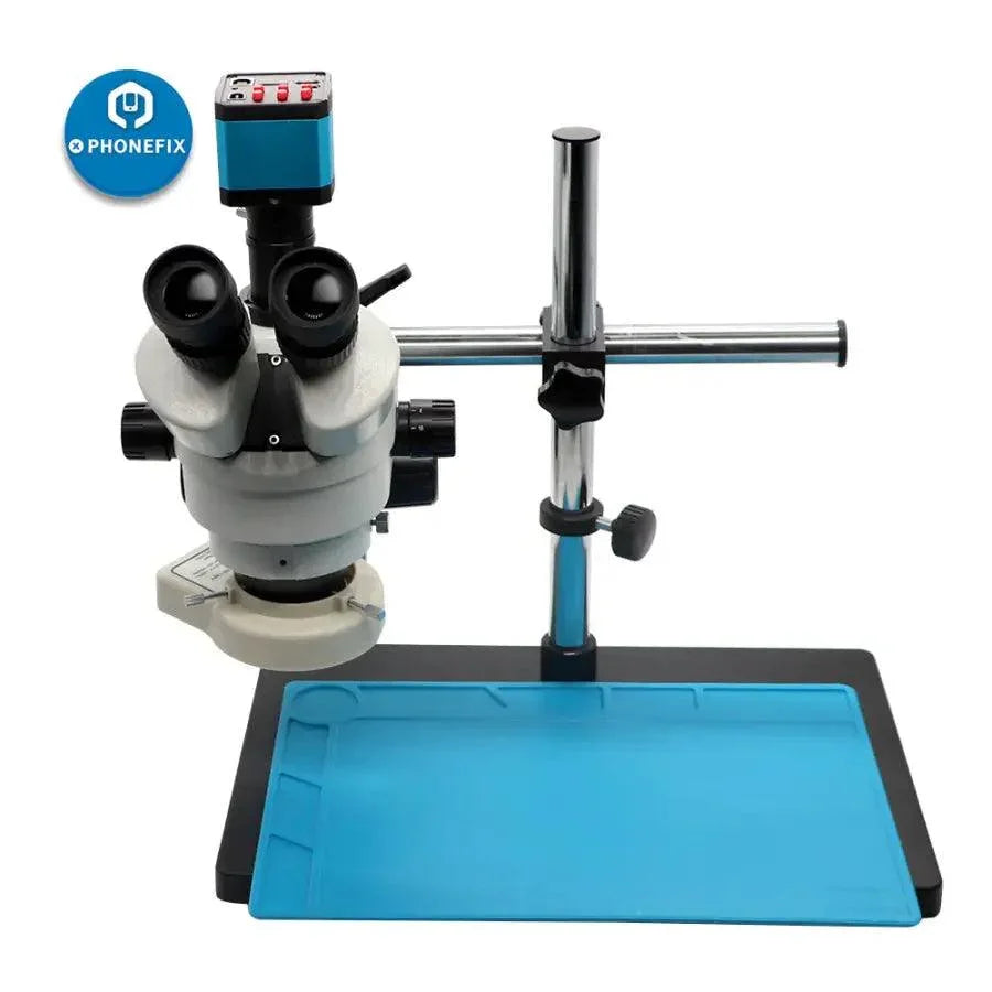 White trinocular stereo microscope with camera for phone soldering, 3.5-90X magnification, electric microscope by PHONEFIX.