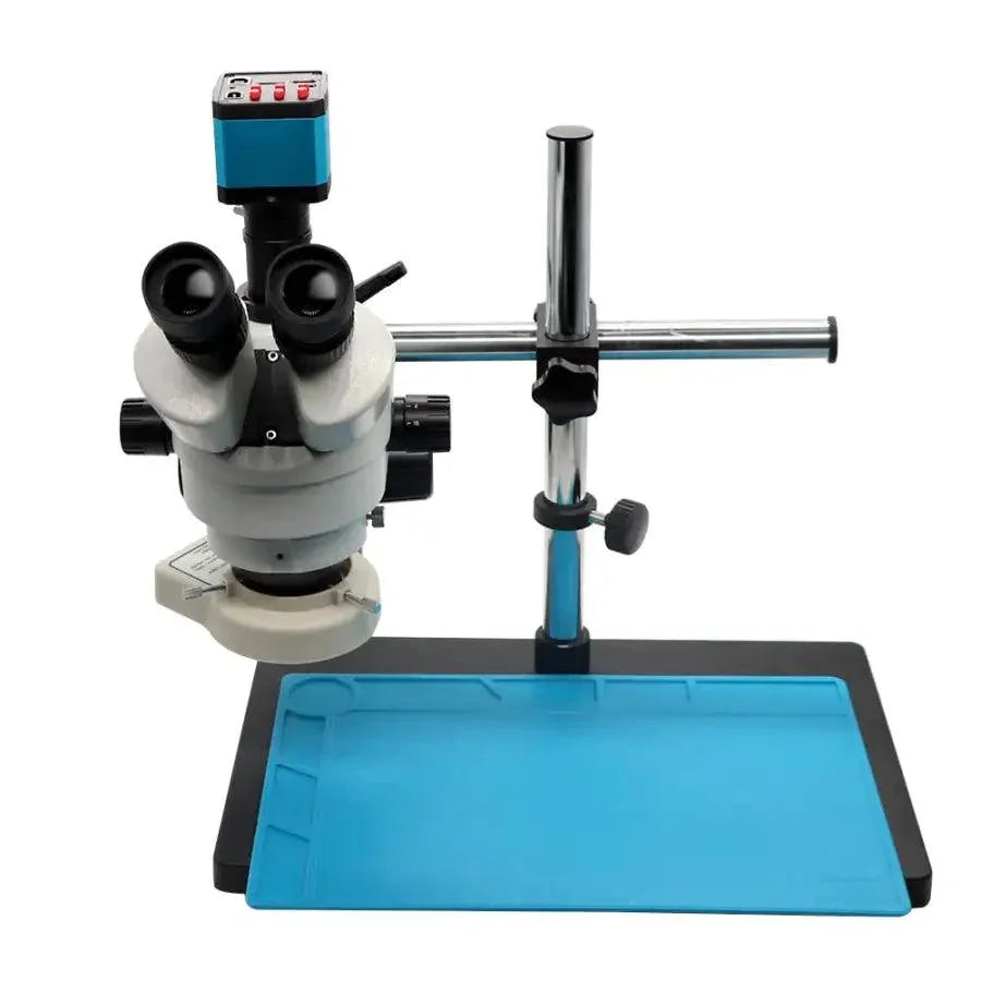 Digital trinocular microscope with 3.5x-90x zoom and 38MP HDMI camera by PHONEFIX, featuring adjustable focus and ergonomic design.