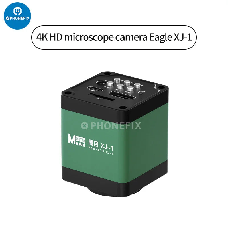 PHONEFIX 6.5-58X trinocular stereo microscope with HD 4K camera and CTV lens, ideal for detailed inspection and scientific analysis.