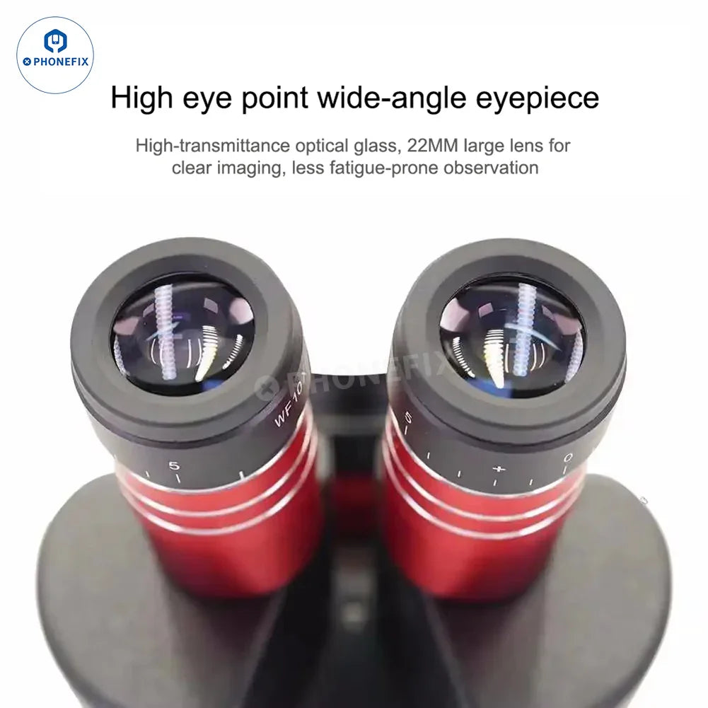 PhoneFix YCS 6558X electric microscope for mobile repairing, showing close-up view of the microscope's lens and controls.