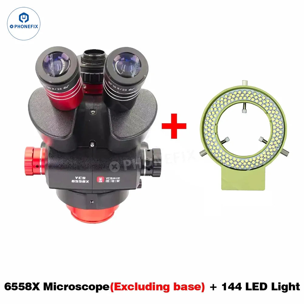 PHONEFIX YCS 6558X electric microscope with light set and adjustable base for mobile repairing and detailed inspection images