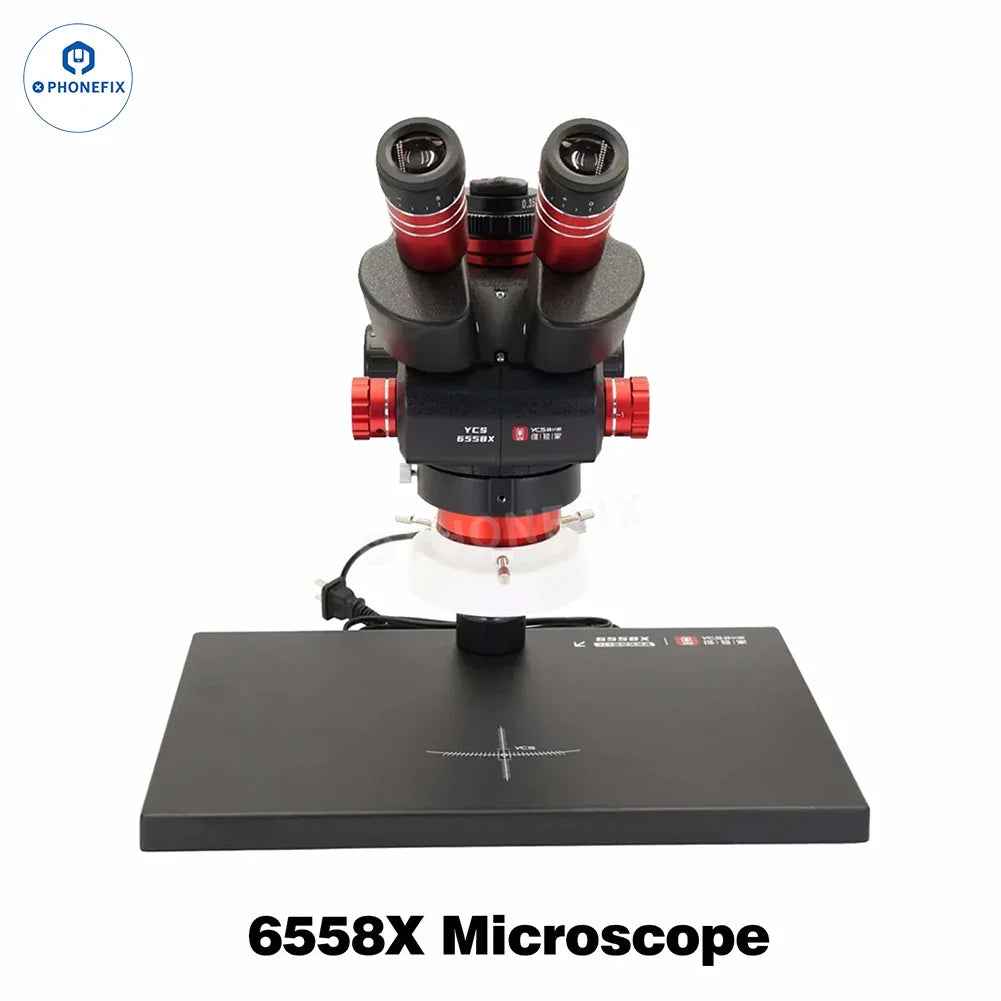 PHONEFIX YCS 6558X electric microscope for mobile repairing, showing close-up view of microscope without camera set attached.