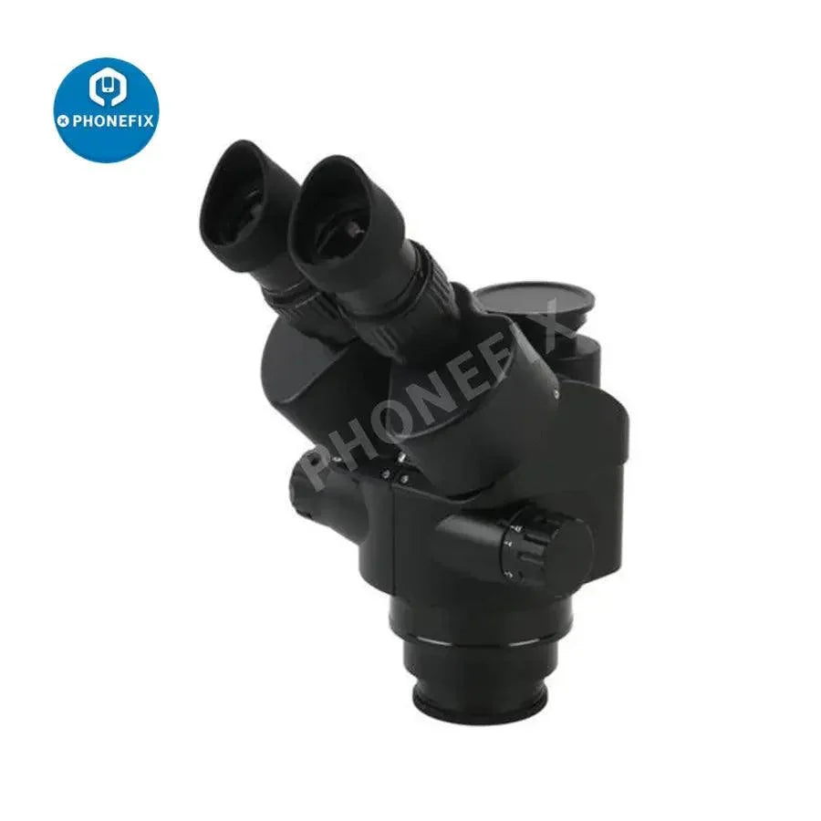 PhoneFix electric trinocular stereo zoom microscope with 36MP video camera, featuring 3.5X-90X magnification and ergonomic design.