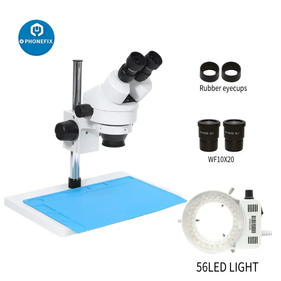 PhoneFix 3.5X-90X binocular stereo microscope with adjustable LED light for detailed viewing and precision observation.