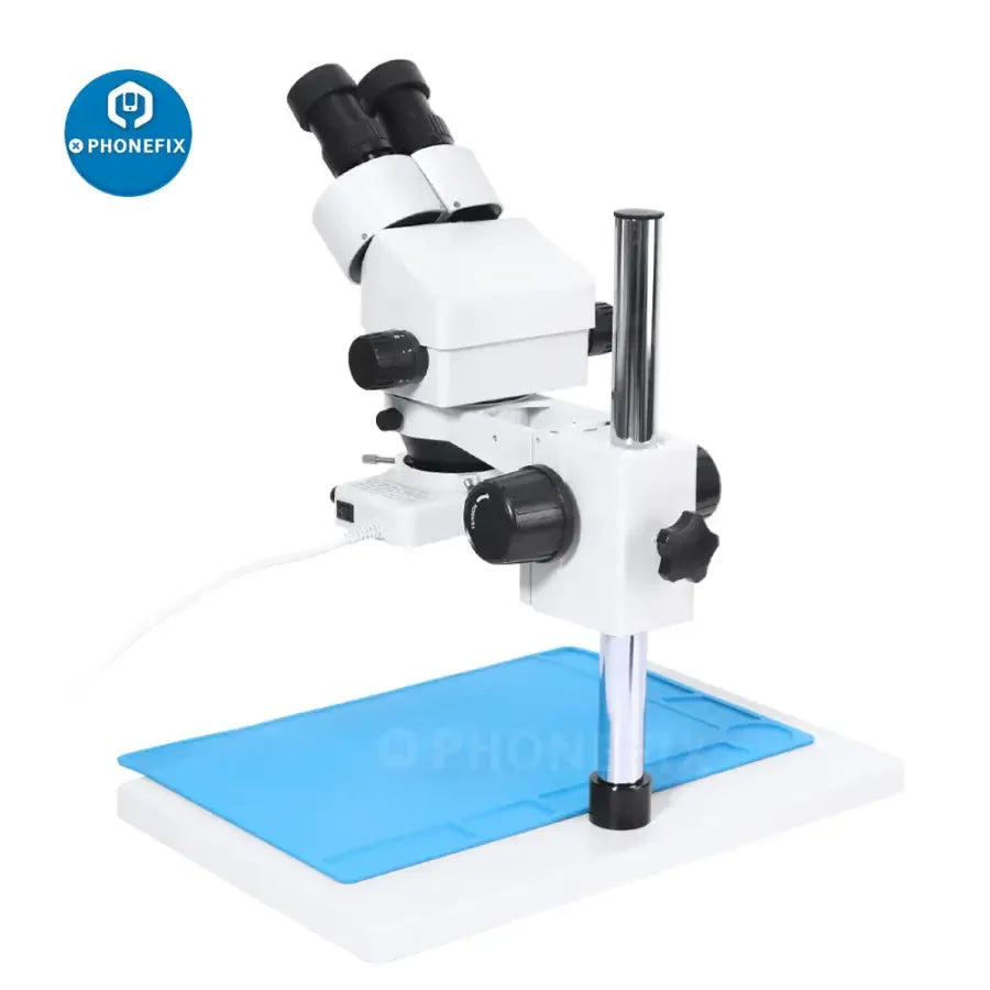 PHONEFIX 3.5X-90X Binocular Stereo Microscope with 56 adjustable LED lights for detailed viewing in scientific and educational use.