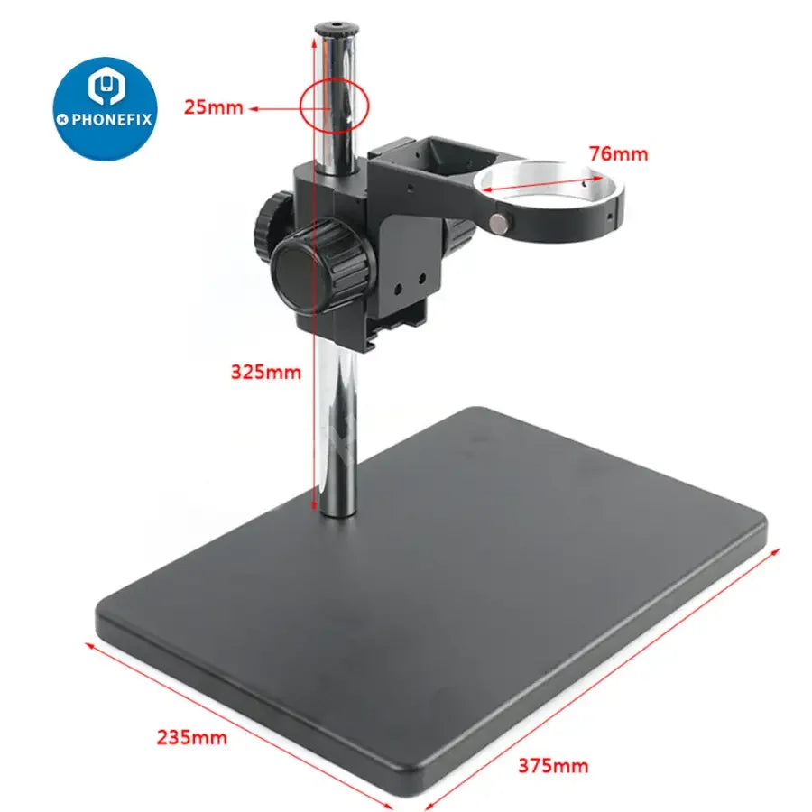 Phonefix 3.5x-90x trinocular stereo microscope with 144 LED light and mat, used for soldering inspection and detailed work.