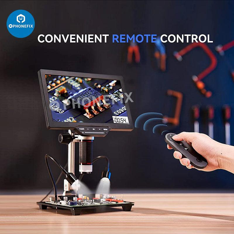 PHONEFIX DM201M 16MP HDMI digital microscope with LCD display and multimeter, industrial electric microscope for detailed inspection.