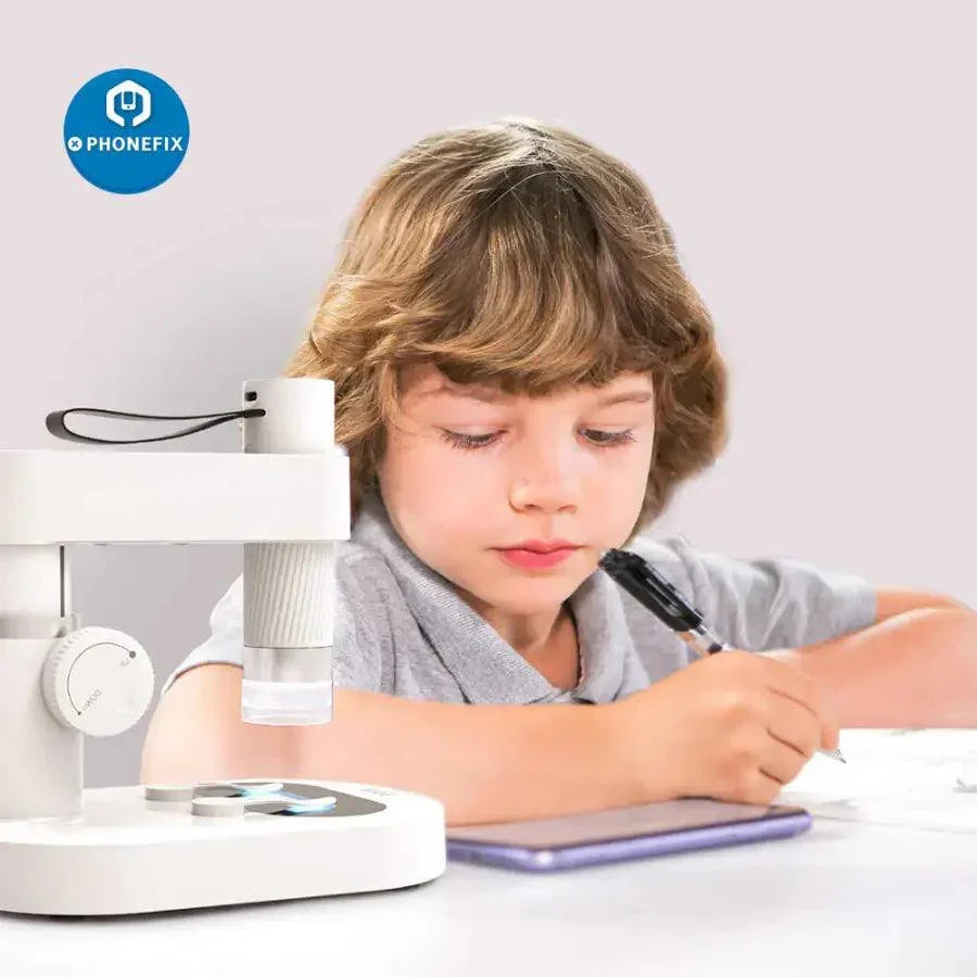 Phonefix DDL Digital Smart Microscope 1X-400X with WiFi connection, electric microscope for detailed viewing and wireless image sharing.