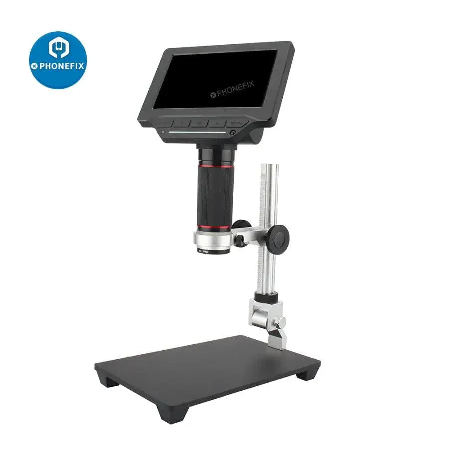 PHONEFIX 5-inch HD screen electronic magnifying glass USB digital microscope with adjustable focus and clear viewing display.