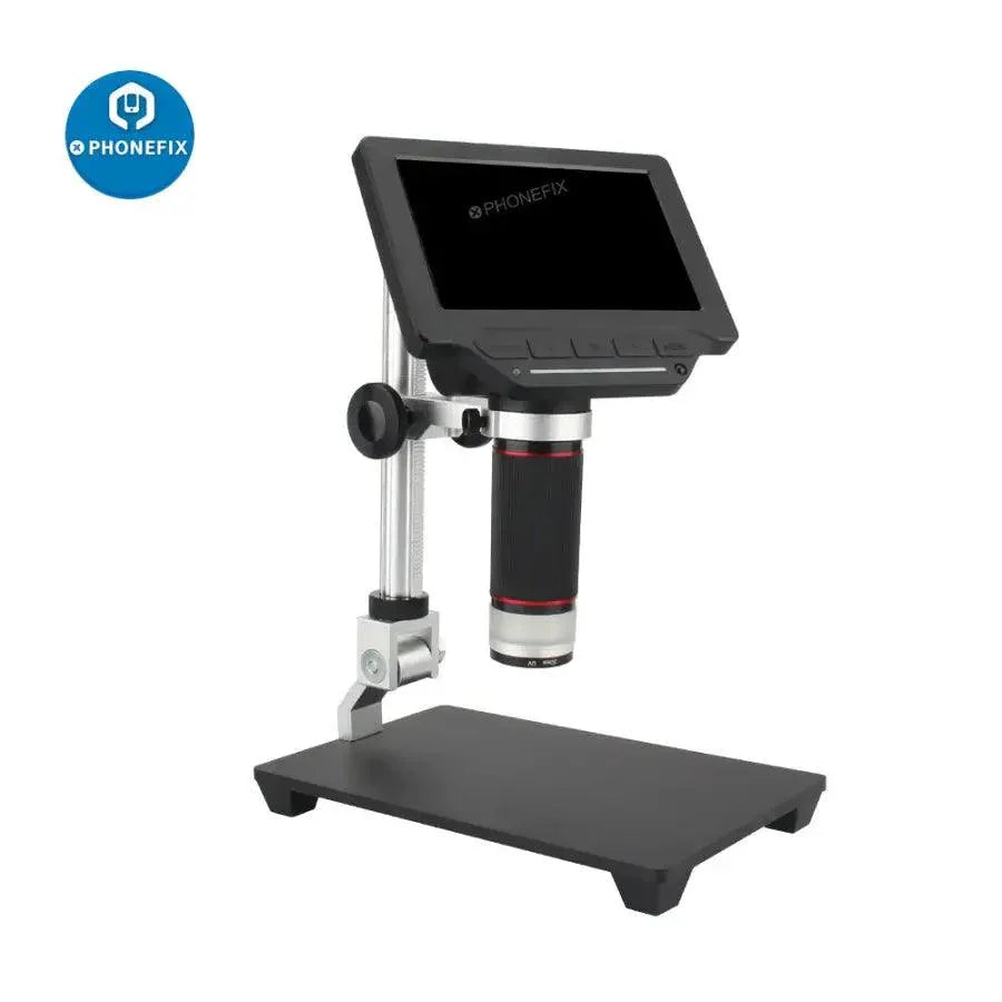 PHONEFIX 5-inch HD screen electronic magnifying glass USB digital microscope showing detailed view of small objects.
