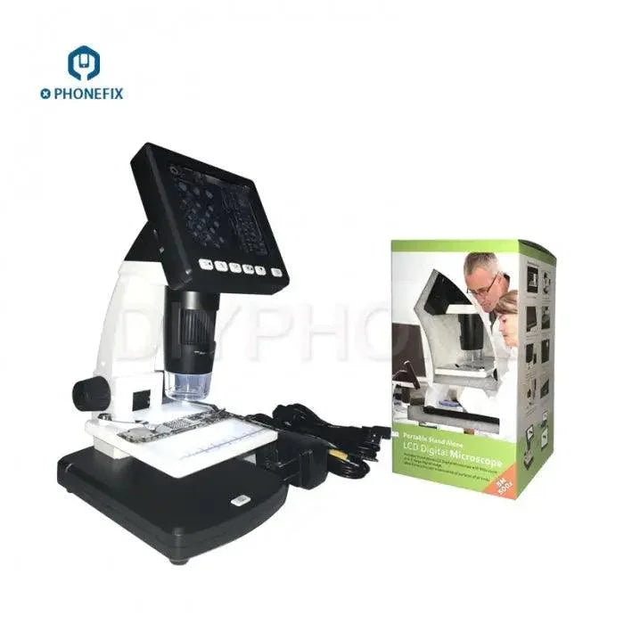 Digital microscope with 3.5-inch HD display and built-in camera, ideal for detailed viewing and video recording by PHONEFIX.