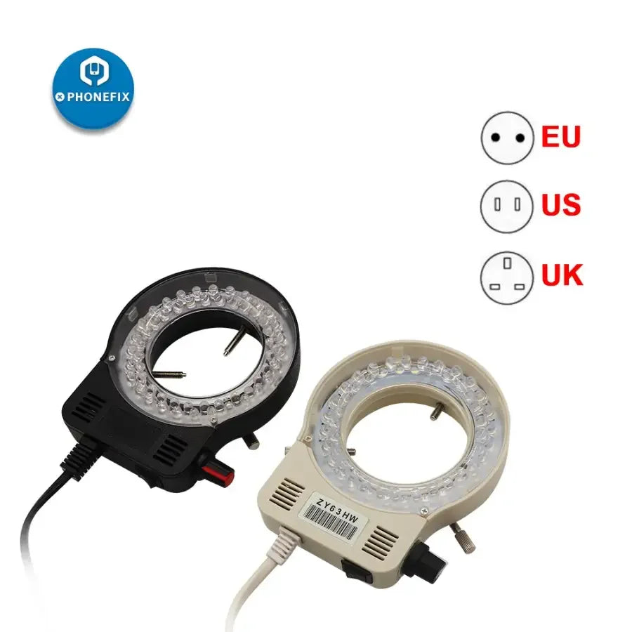 PhoneFix 7-45X binocular stereo microscope for phone PCB repair, featuring adjustable magnification and precise soldering inspection.