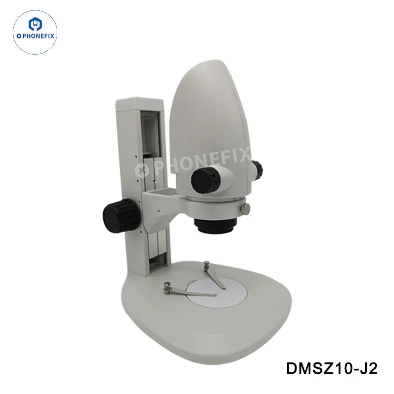 Electric digital microscope DMSZ10-J2 by PHONEFIX with continuous zoom, HD video quality, and sturdy stand for detailed close-up viewing.