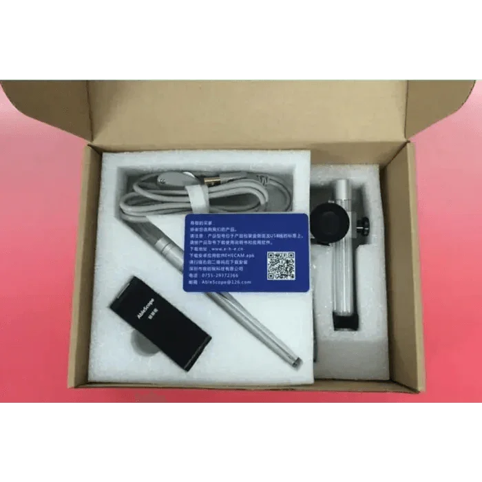 PHONEFIX multi-purpose WiFi microscope endoscope used for PCB inspection and repair, showing the device with connected camera and display.