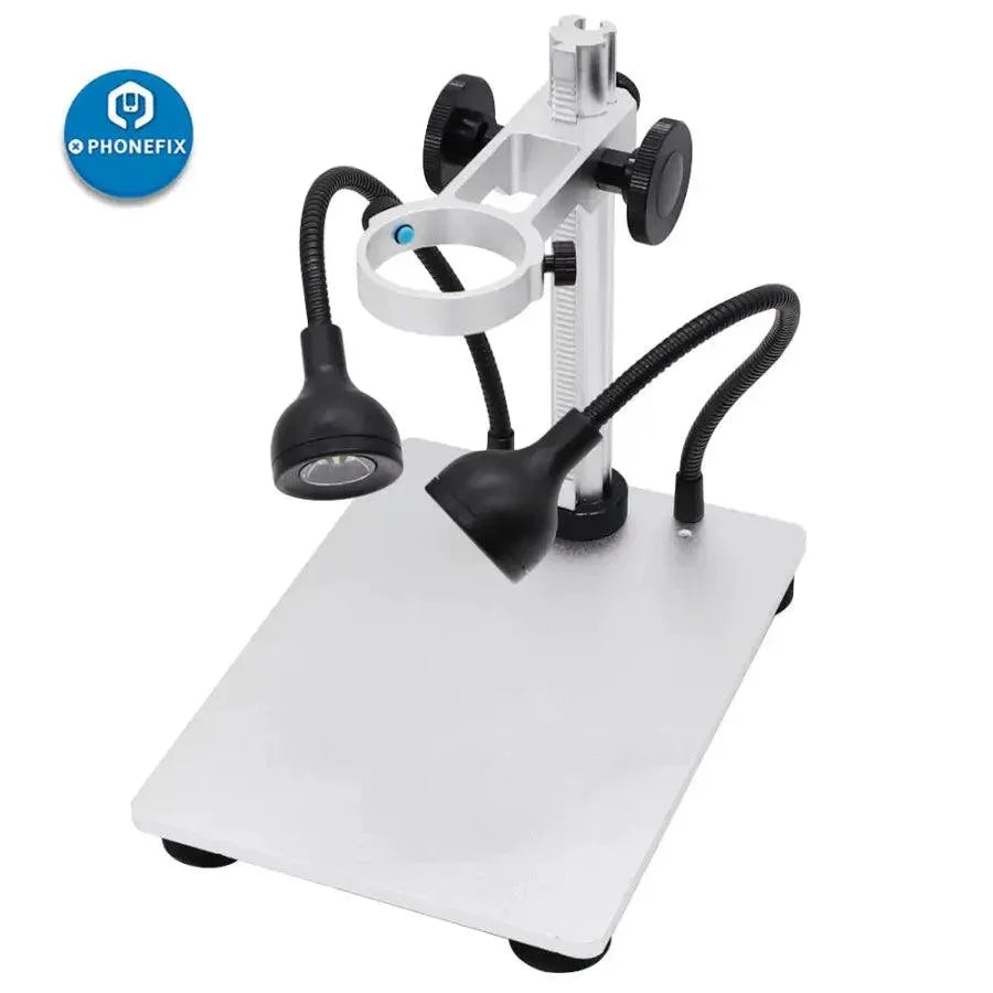 PhoneFix DM9 1200X 12MP USB digital microscope with 7-inch display screen, showing detailed view of tiny objects.