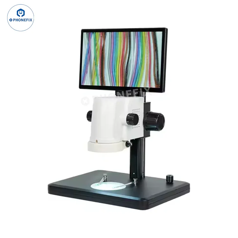 HD digital measurement video microscope DMSZ30-C10 by PHONEFIX with built-in screen and electric controls for detailed viewing.