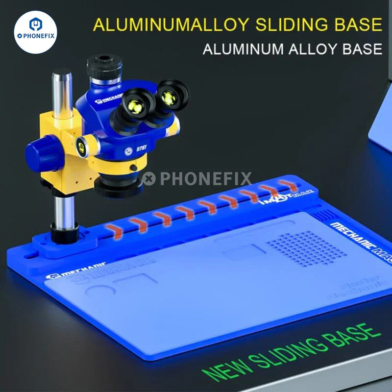 PHONEFIX Mechanic 7-60X Trinocular Stereo Microscope, electric microscope with binocular viewing, detailed close-up view.