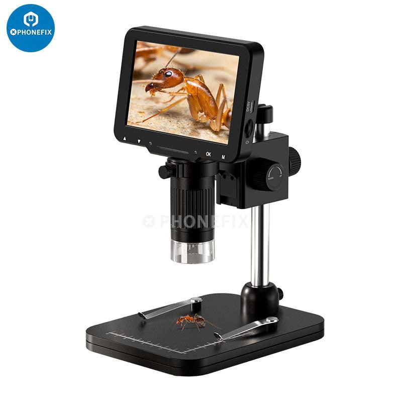 PHONEFIX LP050 4.3-inch digital microscope with 20MP camera and 1000X magnification for detailed viewing and recording.