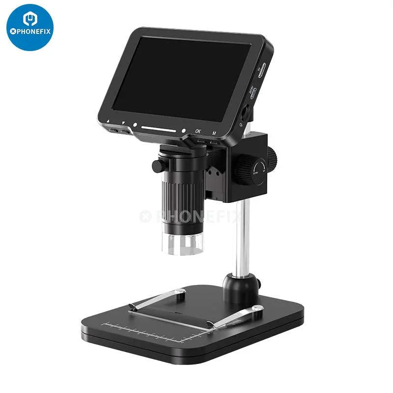 Electric digital microscope by PHONEFIX with 4.3-inch display, 1000X magnification, 20MP camera, and video recording capabilities.