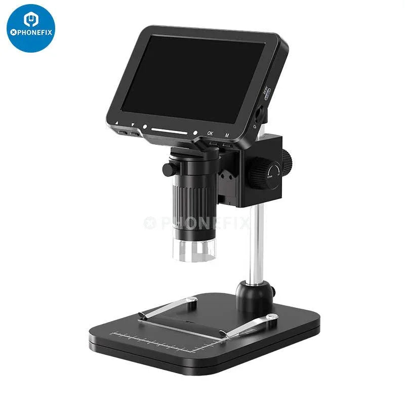PHONEFIX LP050 4.3-inch digital microscope with 1000X magnification, 20MP camera, and video recorder for detailed inspection.